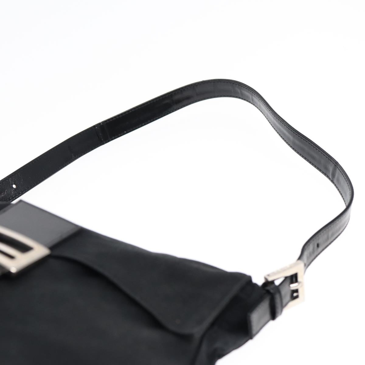 FENDI Mamma Baguette Shoulder Bag Nylon Black Silver Auth ep5222