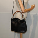 GUCCI Bamboo Hand Bag Leather 2way Brown Gold 001 1998 1638 Auth ep5228-21