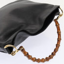 GUCCI Bamboo Hand Bag Leather 2way Brown Gold 001 1998 1638 Auth ep5228-6