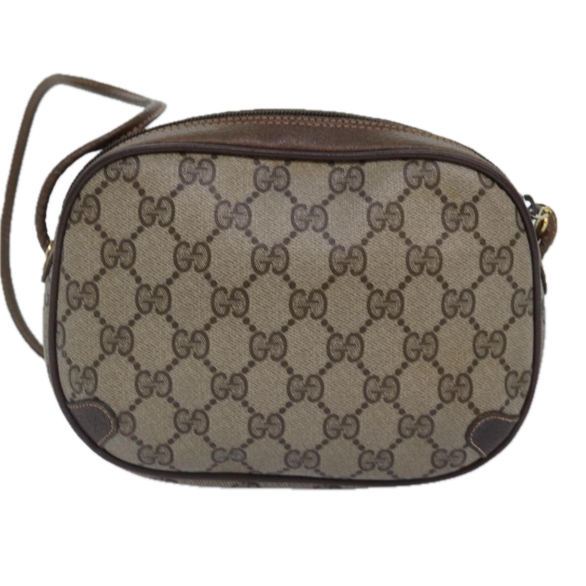 GUCCI GG Supreme Web Sherry Line Shoulder Bag PVC Beige 156 02 066 Auth ep5229