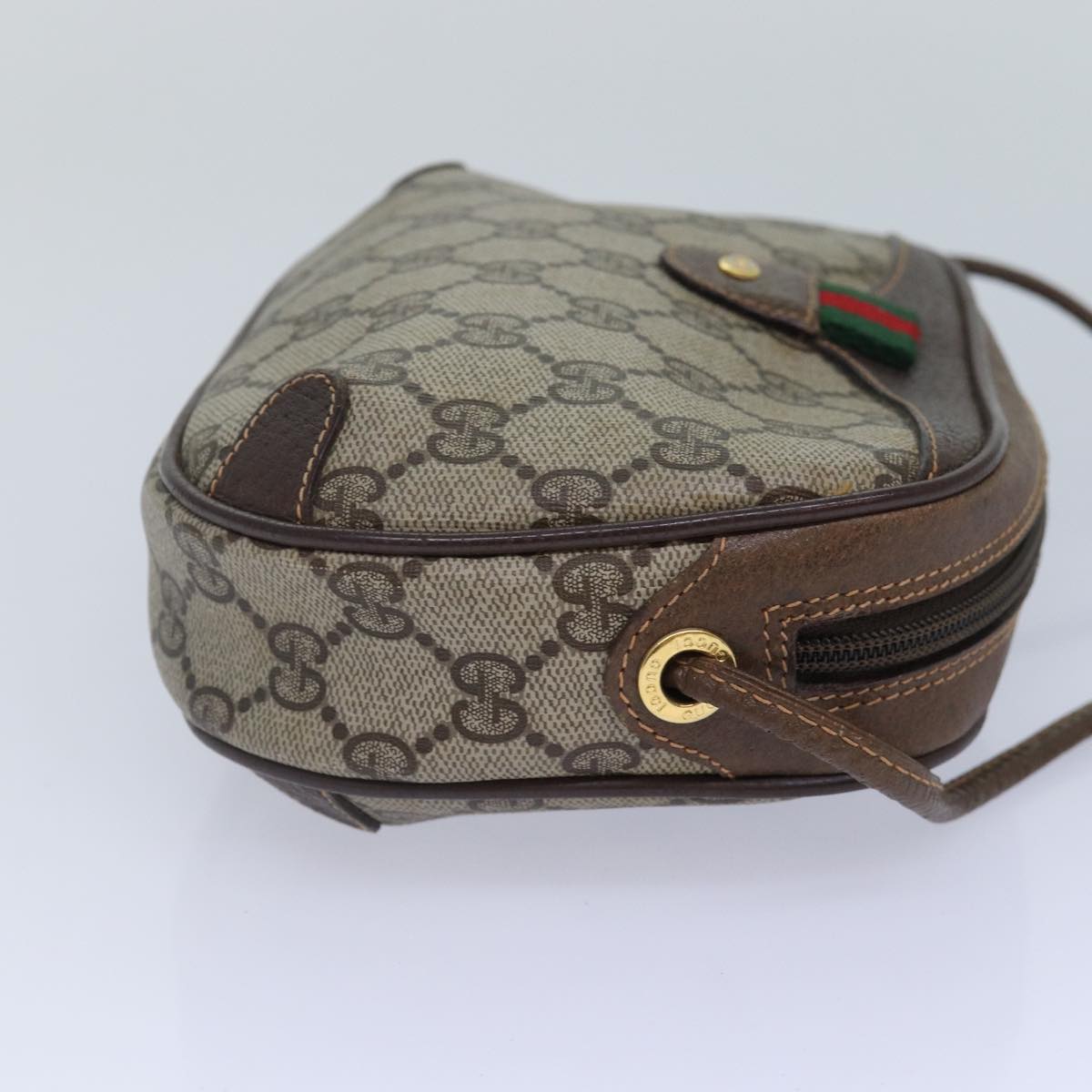 GUCCI GG Supreme Web Sherry Line Shoulder Bag PVC Beige 156 02 066 Auth ep5229