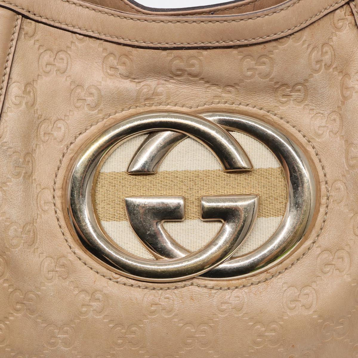 GUCCI GG Canvas Guccissima Interlocking Shoulder Bag Beige 162740 Auth ep5234