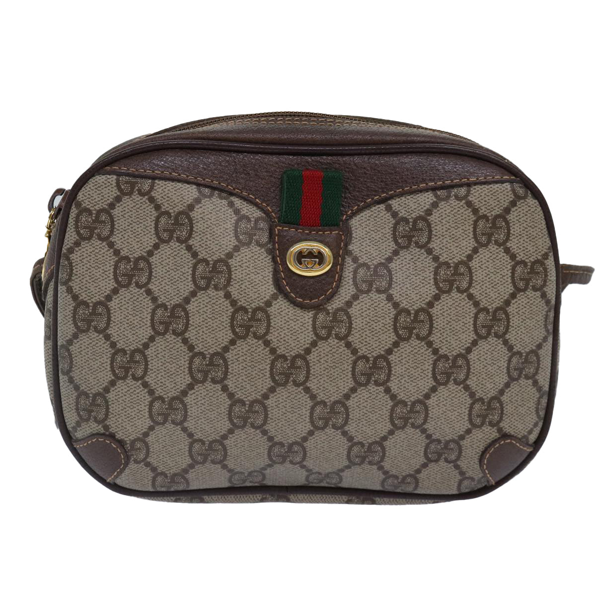 GUCCI GG Supreme Web Sherry Line Shoulder Bag Beige 001 904 2066 Auth ep5238