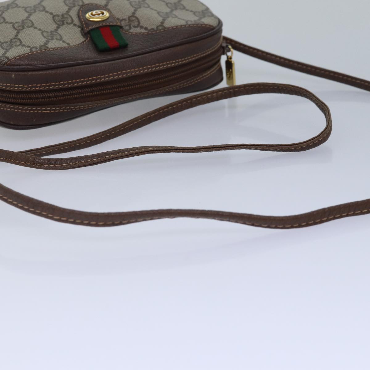 GUCCI GG Supreme Web Sherry Line Shoulder Bag Beige 001 904 2066 Auth ep5238