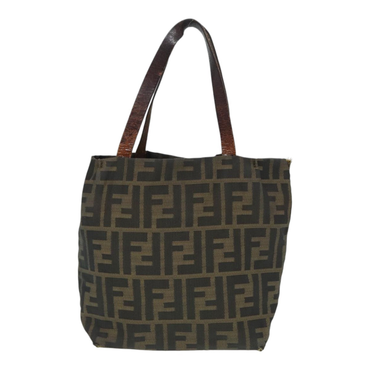 FENDI Zucca Canvas Hand Bag Brown Black Silver Auth ep5241 - 0