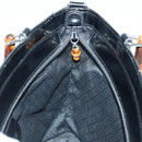 GUCCI Bamboo Hand Bag Canvas 2way Black Gold 000 1998 0540 Auth ep5246-20