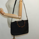 GUCCI Bamboo Hand Bag Canvas 2way Black Gold 000 1998 0540 Auth ep5246-25