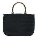 GUCCI Bamboo Hand Bag Canvas 2way Black Gold 000 1998 0540 Auth ep5246-13
