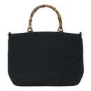 GUCCI Bamboo Hand Bag Canvas 2way Black Gold 000 1998 0540 Auth ep5246-3