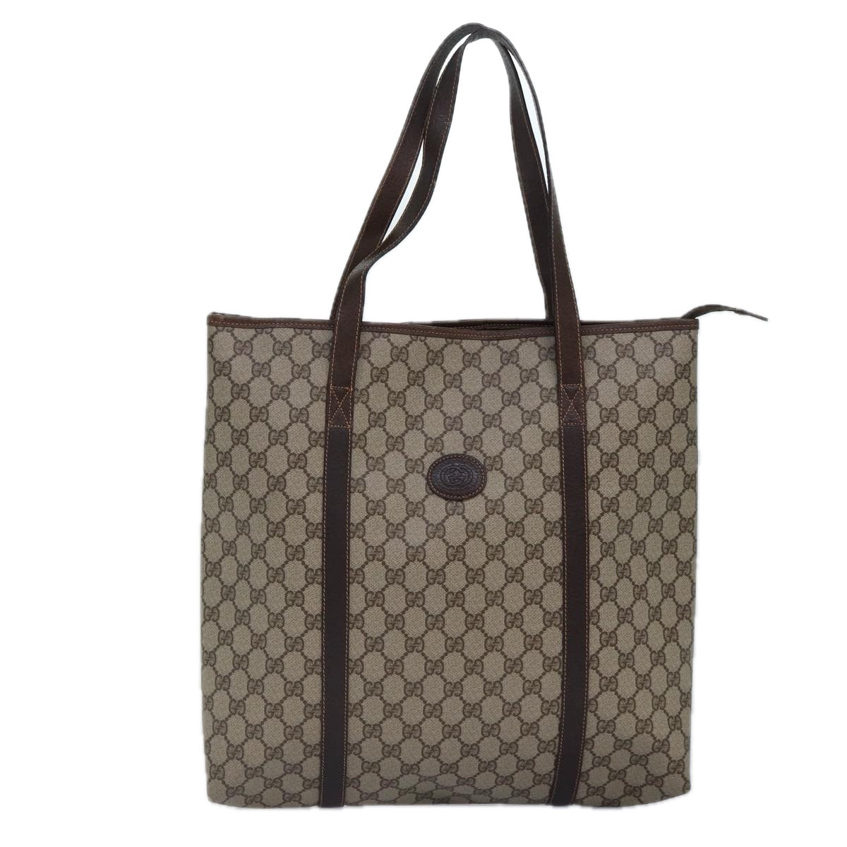 GUCCI GG Supreme Tote Bag PVC Leather Beige Auth ep5258