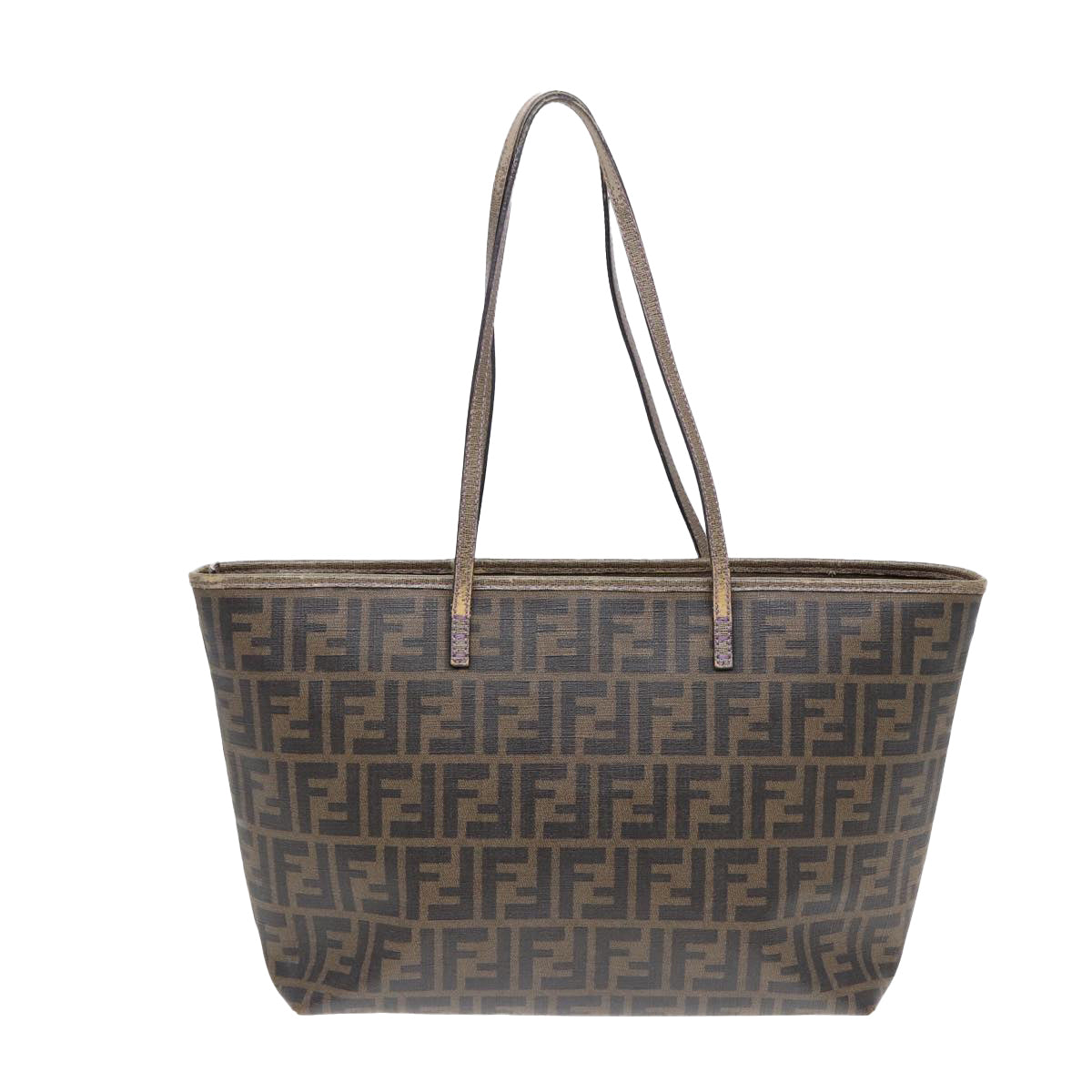 FENDI Zucca Canvas Tote Bag Brown Black gold Auth ep5268 - 0