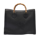 GUCCI Bamboo Hand Bag Leather Black Gold 002 1186 0259 Auth ep5273-2