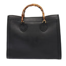 GUCCI Bamboo Hand Bag Leather Black Gold 002 1186 0259 Auth ep5273-3