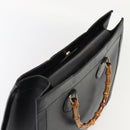 GUCCI Bamboo Hand Bag Leather Black Gold 002 1186 0259 Auth ep5273-6