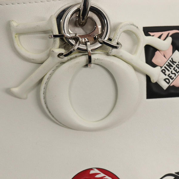 Christian Dior Hand Bag Leather 2way Silver White Auth ep5275SAV