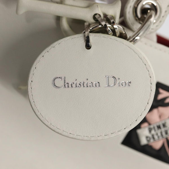 Christian Dior Hand Bag Leather 2way Silver White Auth ep5275SAV