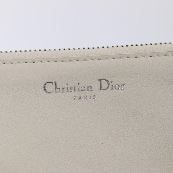 Christian Dior Hand Bag Leather 2way Silver White Auth ep5275SAV