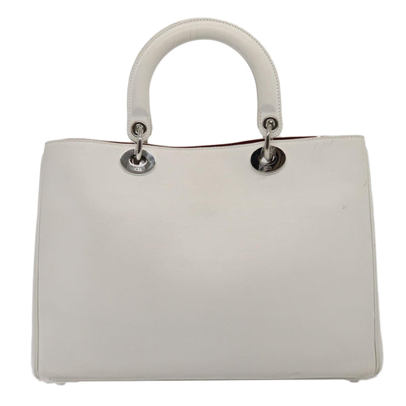Christian Dior Hand Bag Leather 2way Silver White Auth ep5275SAV