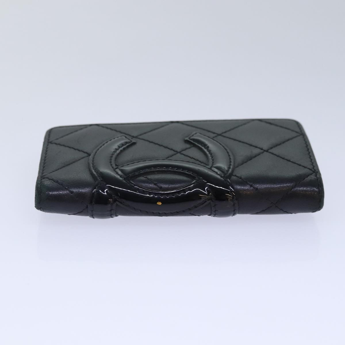 CHANEL Matelasse Key Case Leather Black Silver CC Auth ep5289