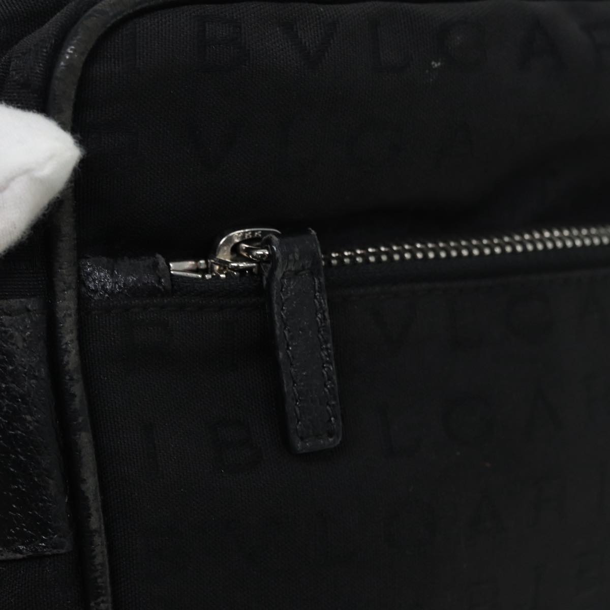 BVLGARI Shoulder Bag Canvas Black Silver Auth ep5307