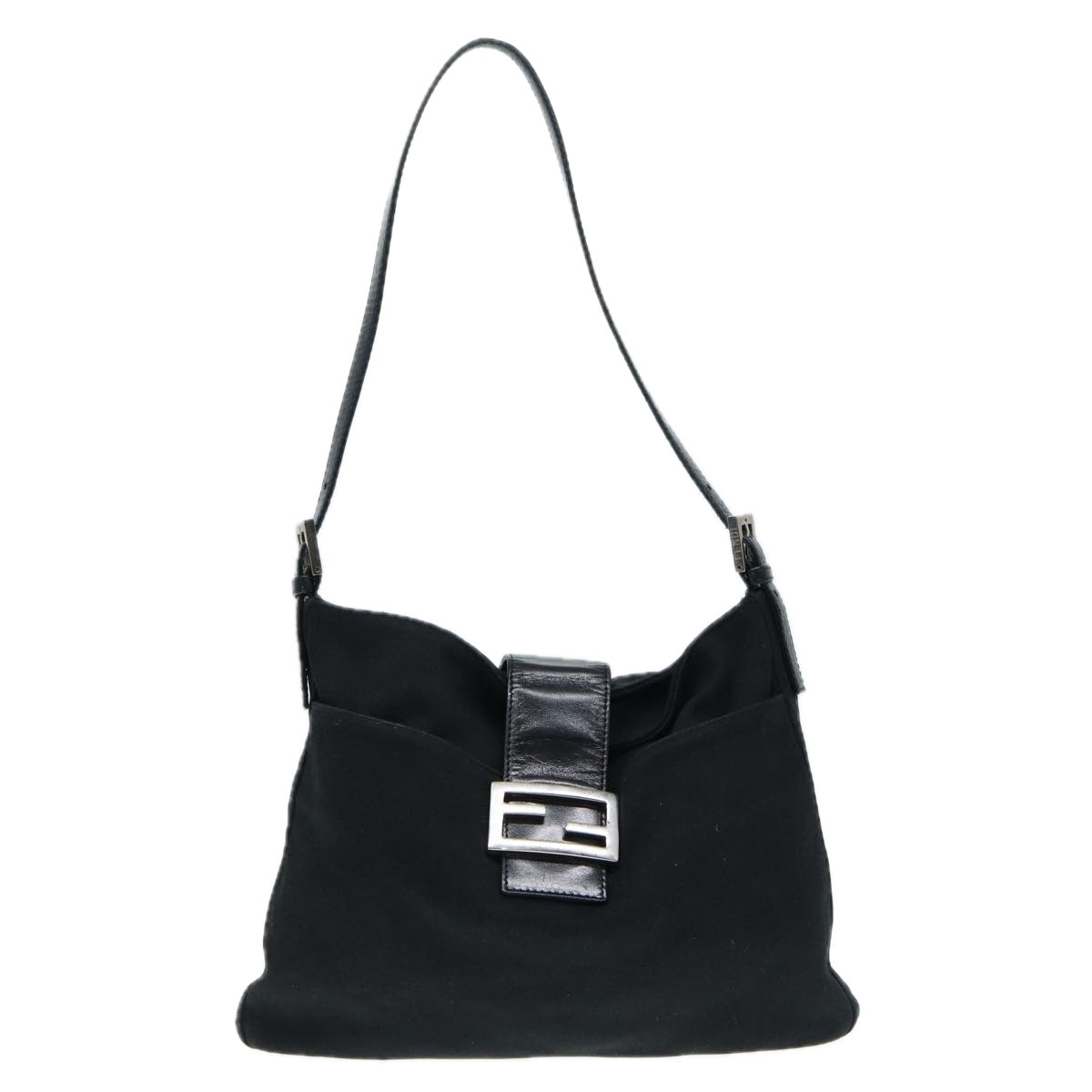 FENDI Shoulder Bag Nylon Black Silver Auth ep5315 - 0