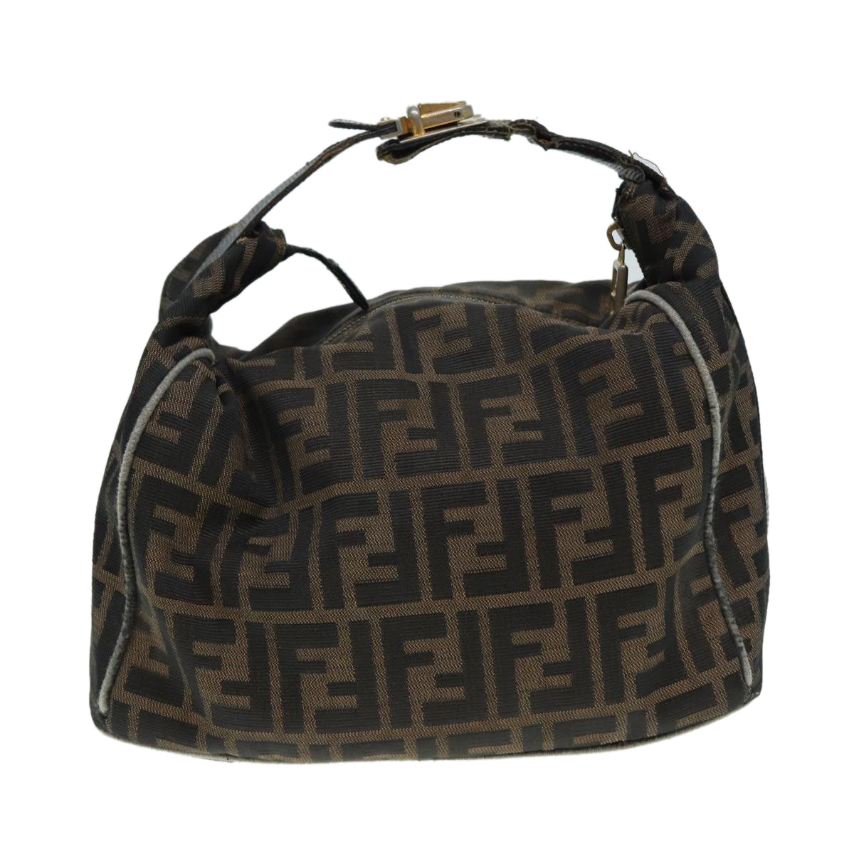 FENDI Zucca Canvas Vanity Bag Brown Black gold Auth ep5316 - 0