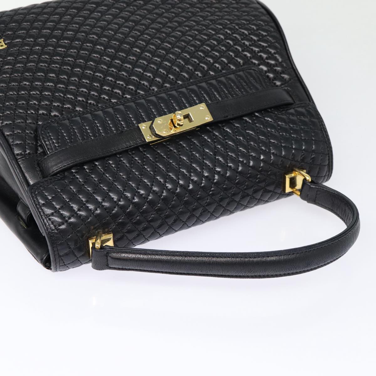 BALLY Hand Bag Leather Black Gold Auth ep5329