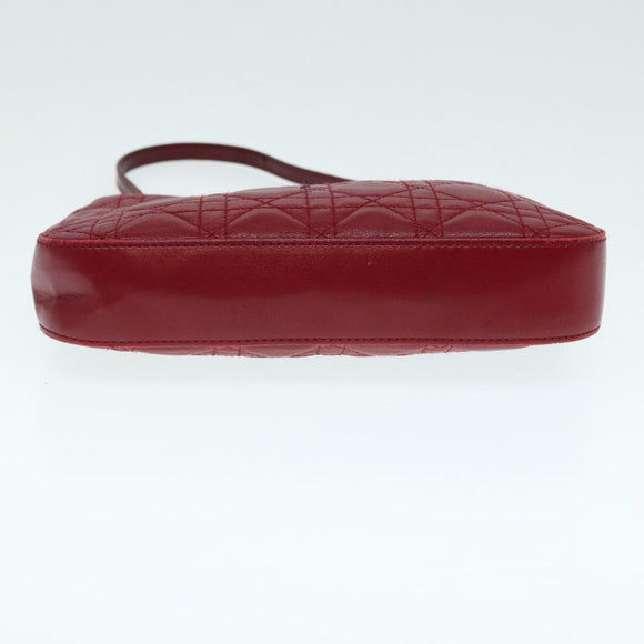 Christian Dior Canage Accessory Pouch Leather Red Gold Auth ep5334