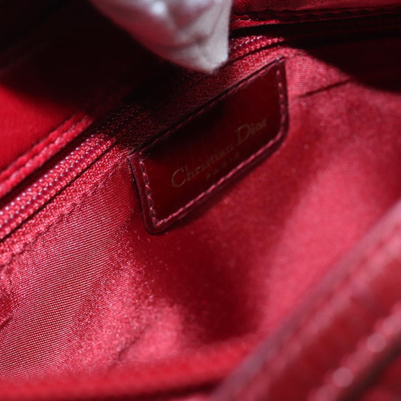 Christian Dior Canage Accessory Pouch Leather Red Gold Auth ep5334