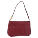 Christian Dior Canage Accessory Pouch Leather Red Gold Auth ep5334-1