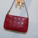 Christian Dior Canage Accessory Pouch Leather Red Gold Auth ep5334-24