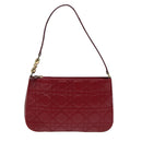 Christian Dior Canage Accessory Pouch Leather Red Gold Auth ep5334-13