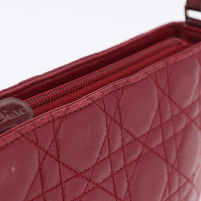 Christian Dior Canage Accessory Pouch Leather Red Gold Auth ep5334 - 0