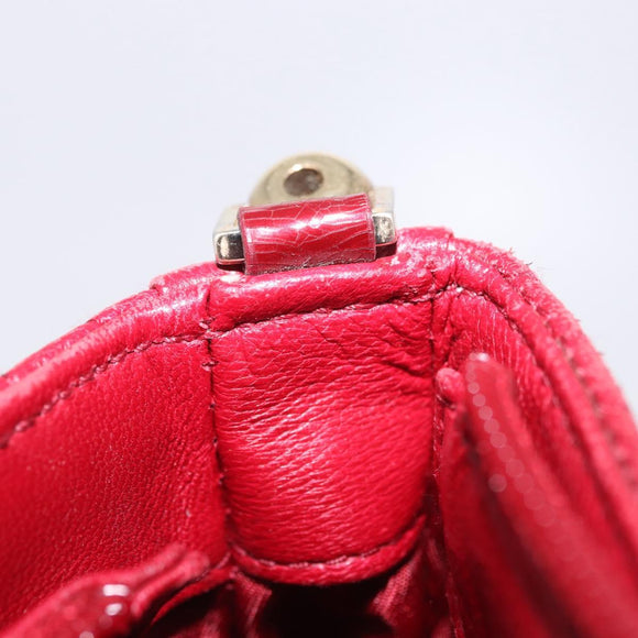 Christian Dior Canage Accessory Pouch Leather Red Gold Auth ep5334