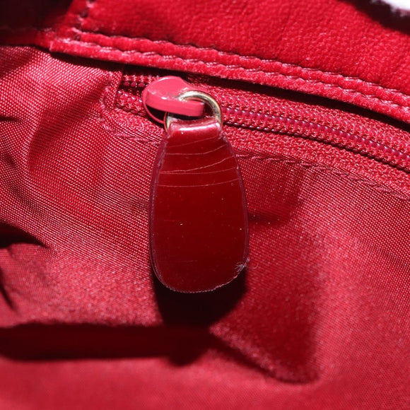 Christian Dior Canage Accessory Pouch Leather Red Gold Auth ep5334