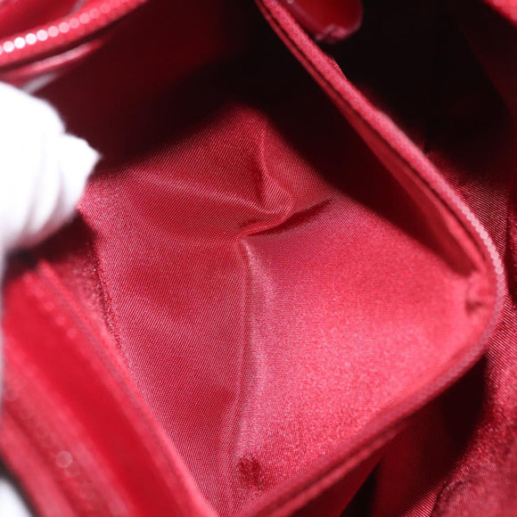 Christian Dior Canage Accessory Pouch Leather Red Gold Auth ep5334