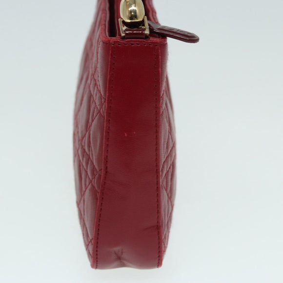 Christian Dior Canage Accessory Pouch Leather Red Gold Auth ep5334
