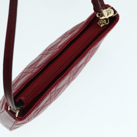 Christian Dior Canage Accessory Pouch Leather Red Gold Auth ep5334