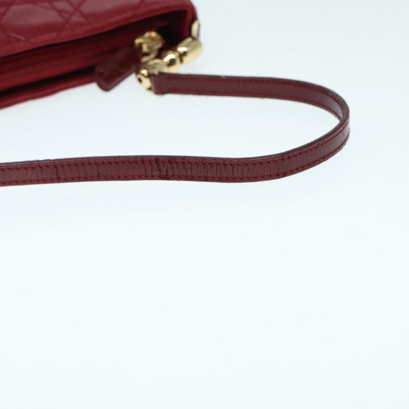Christian Dior Canage Accessory Pouch Leather Red Gold Auth ep5334