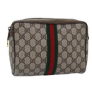 GUCCI GG Supreme Web Sherry Line Clutch Bag Beige Gold 32 014 3553 Auth ep5355-1