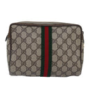 GUCCI GG Supreme Web Sherry Line Clutch Bag Beige Gold 32 014 3553 Auth ep5355-2