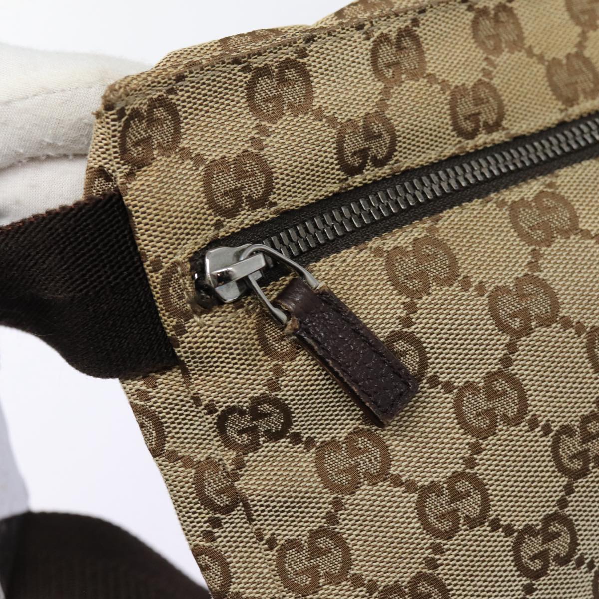 GUCCI GG Canvas Waist bag Beige Silver 28566 Auth ep5361