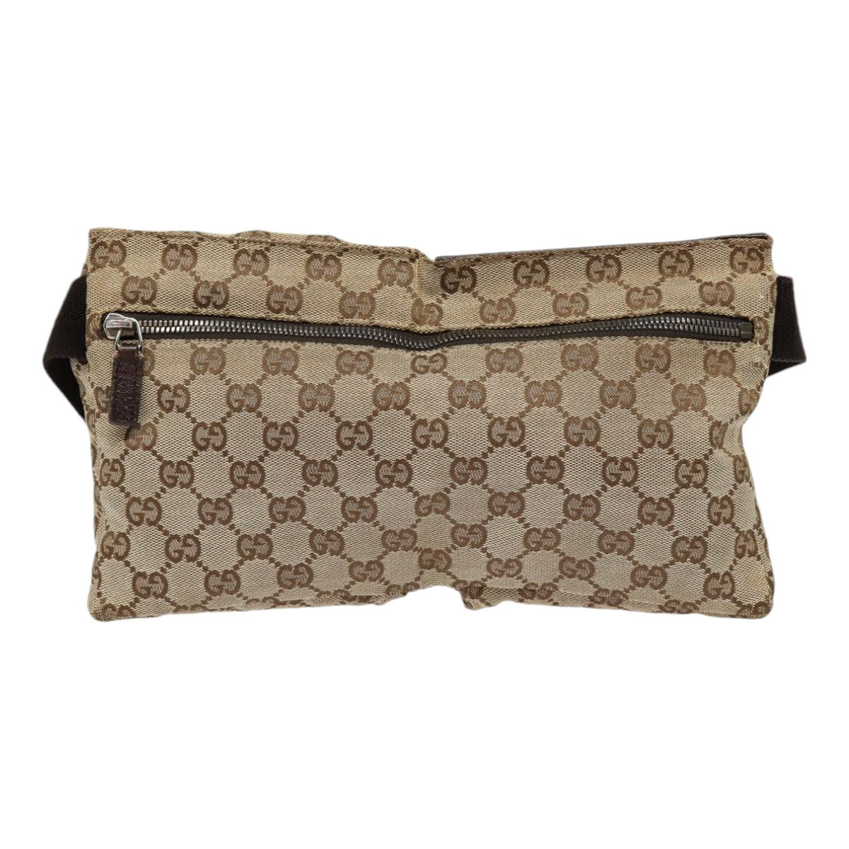 GUCCI GG Canvas Waist bag Beige Silver 28566 Auth ep5361