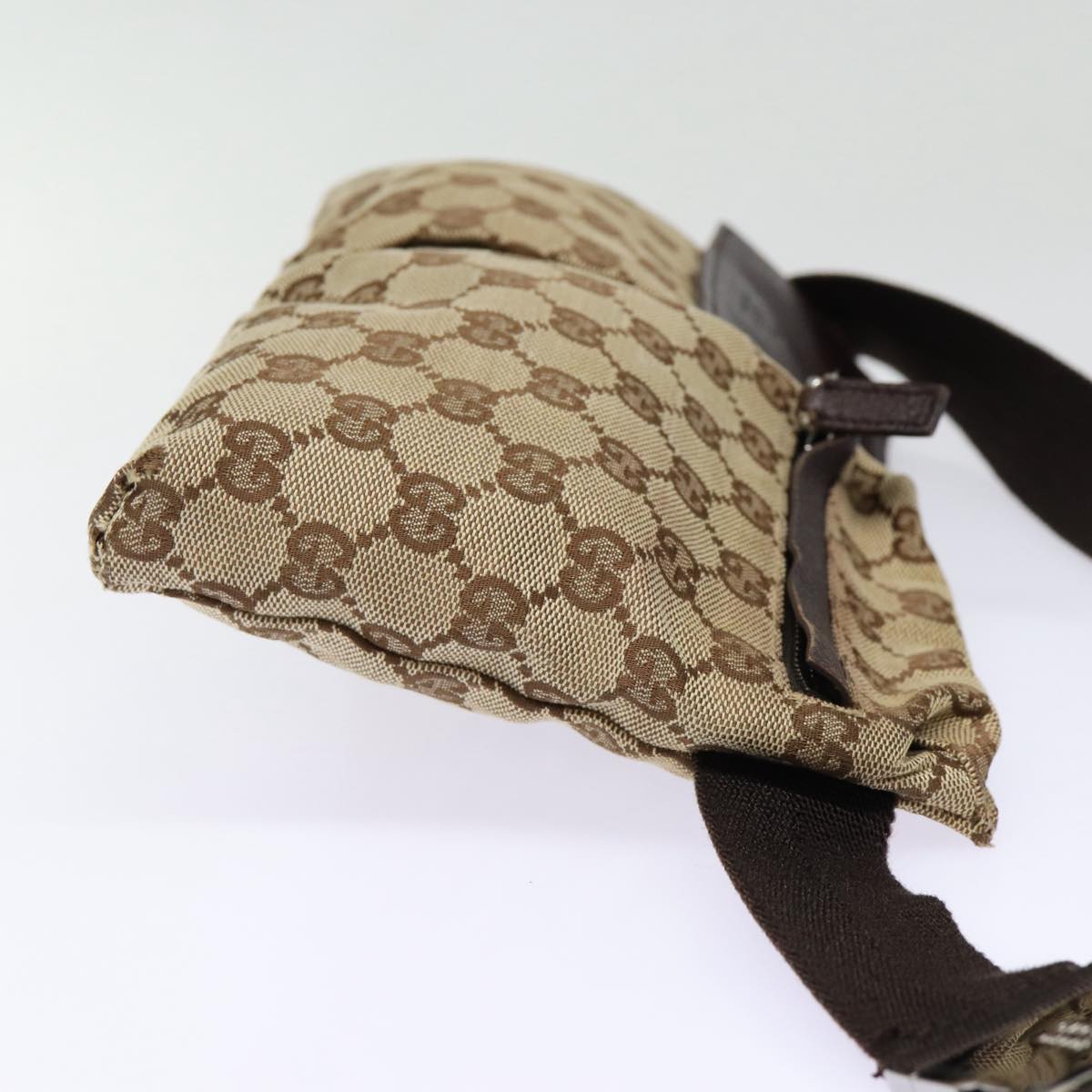 GUCCI GG Canvas Waist bag Beige Silver 28566 Auth ep5361