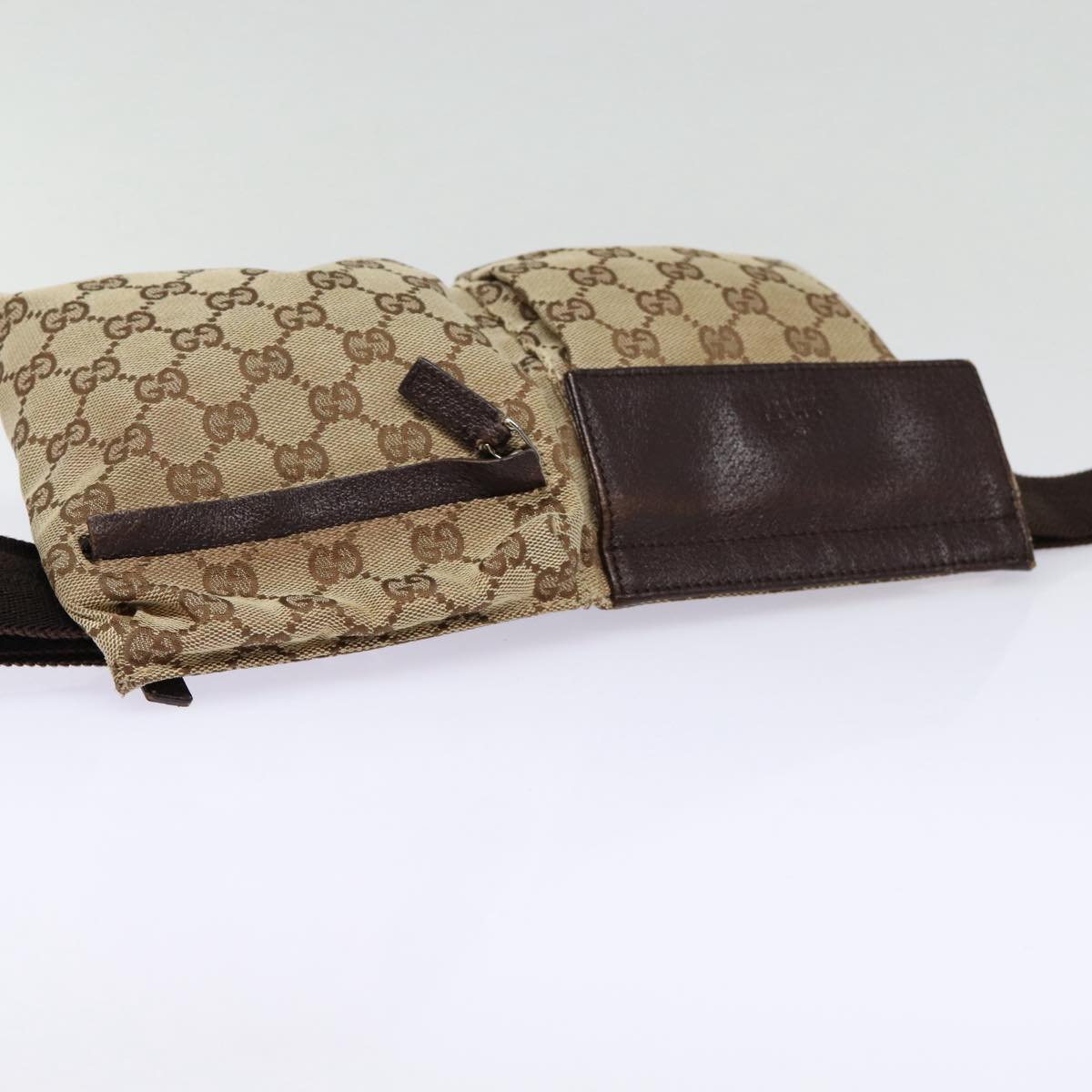 GUCCI GG Canvas Waist bag Beige Silver 28566 Auth ep5361