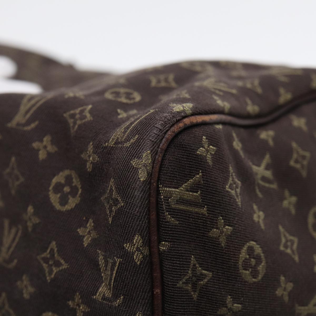 LOUIS VUITTON Monogram Mini Lin Speedy 30 Bag Brown Ebene M95224 LV Auth ep5372