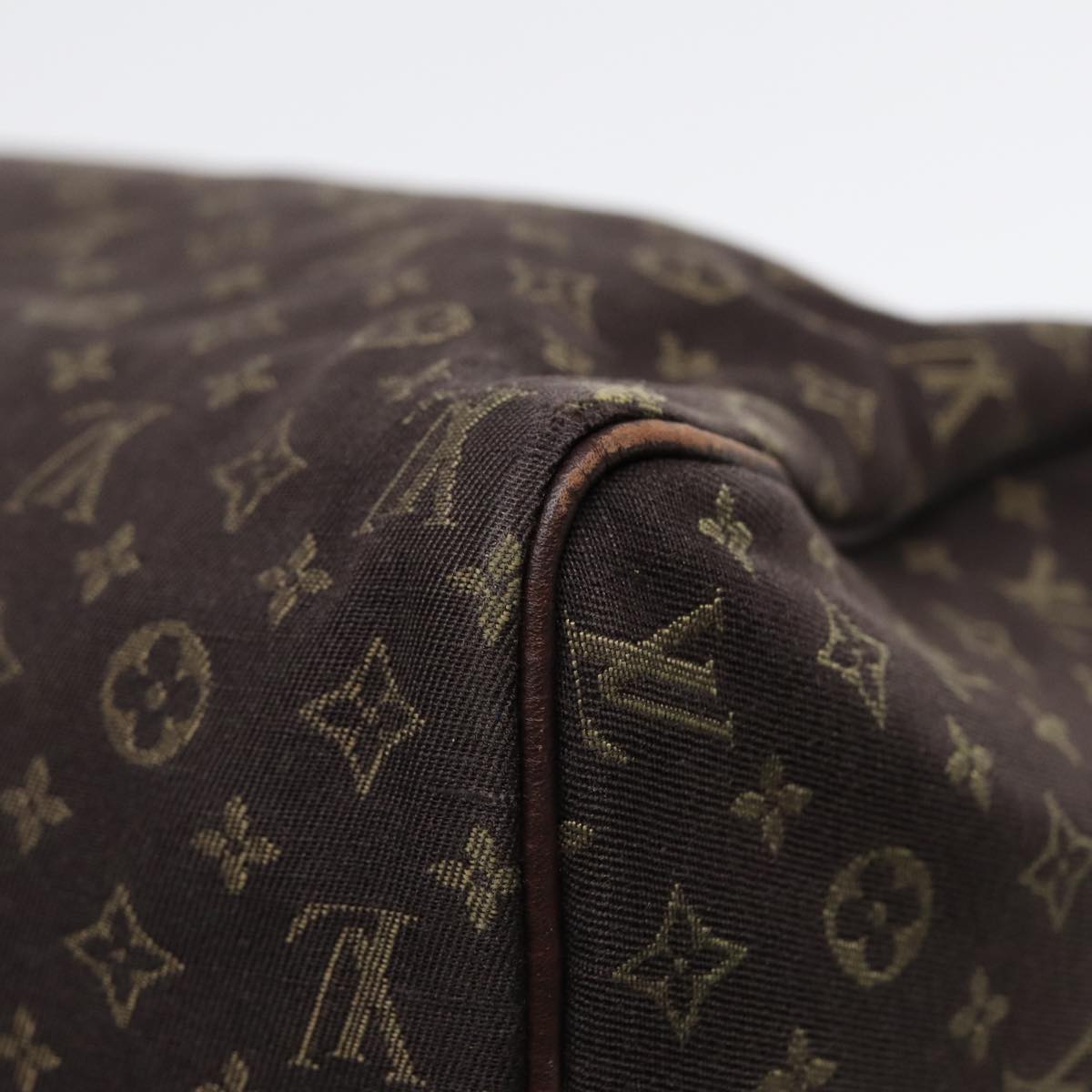 LOUIS VUITTON Monogram Mini Lin Speedy 30 Bag Brown Ebene M95224 LV Auth ep5372