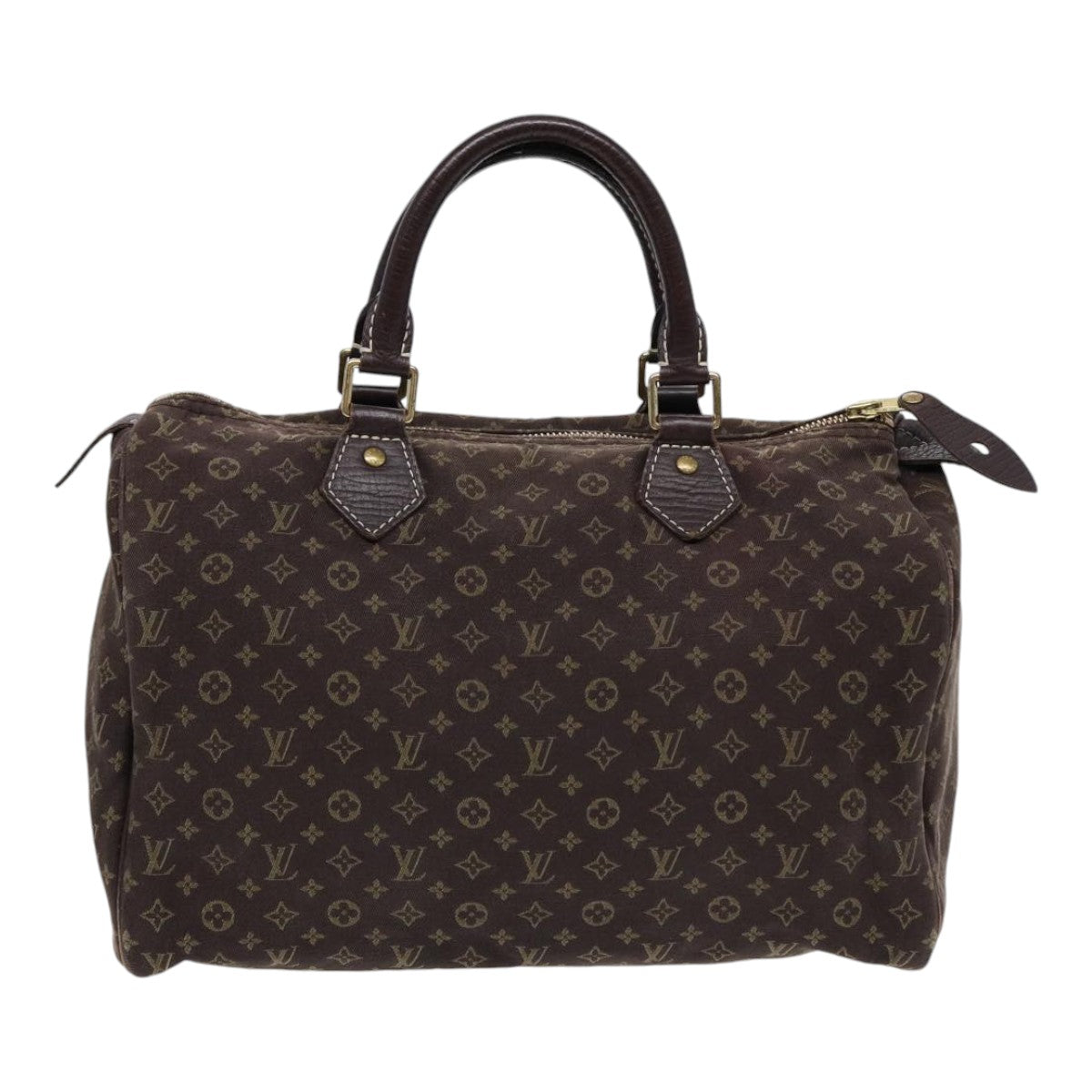 LOUIS VUITTON Monogram Mini Lin Speedy 30 Bag Brown Ebene M95224 LV Auth ep5372