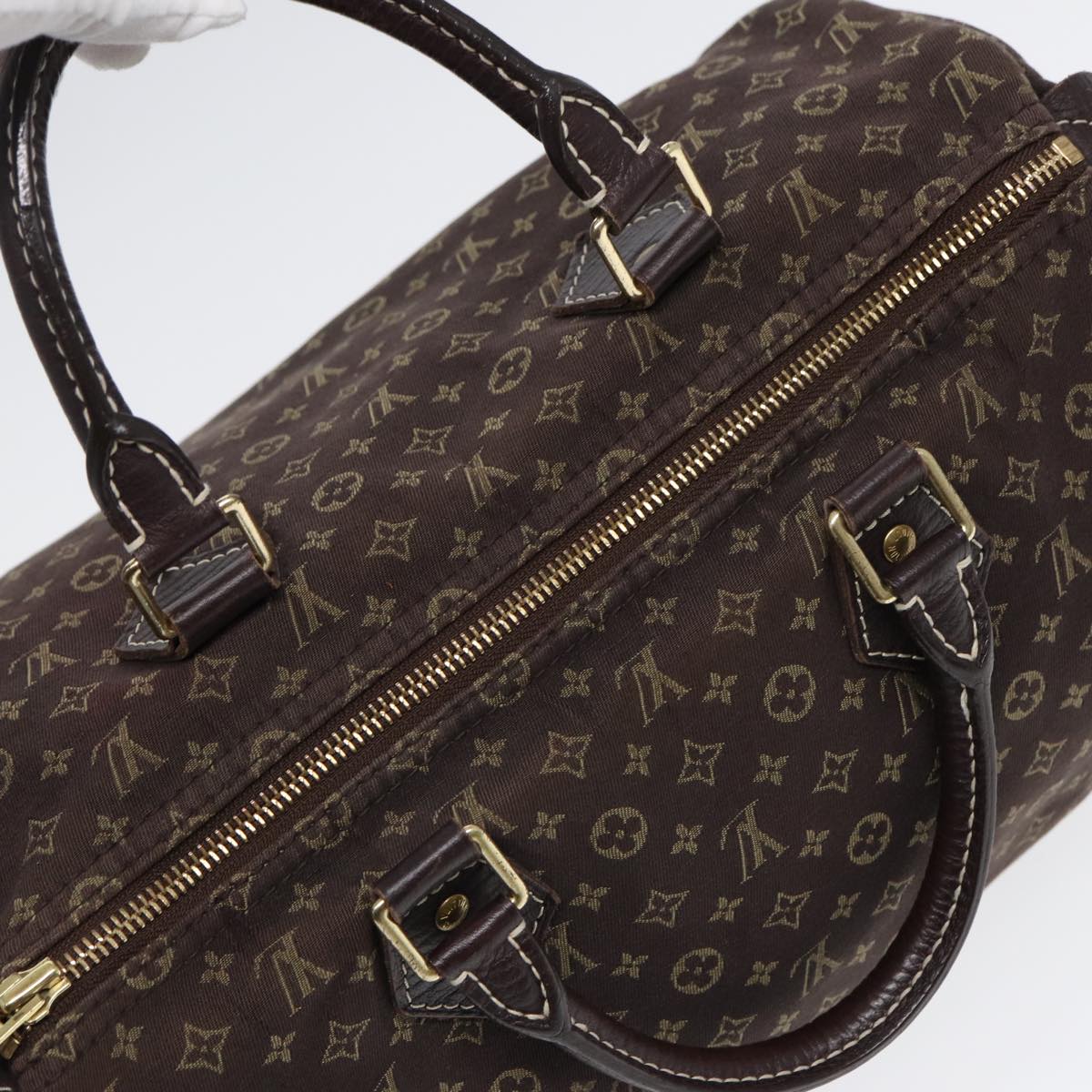 LOUIS VUITTON Monogram Mini Lin Speedy 30 Bag Brown Ebene M95224 LV Auth ep5372