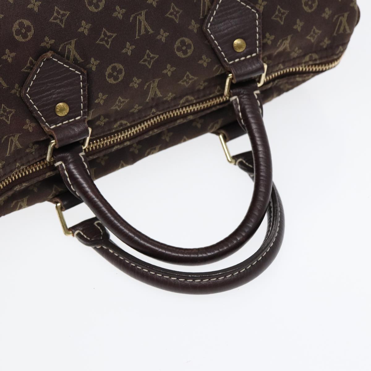 LOUIS VUITTON Monogram Mini Lin Speedy 30 Bag Brown Ebene M95224 LV Auth ep5372